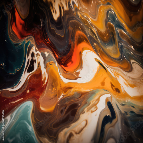 Abstract illustration of a marble pattern, creating a blurry pattern of shapes and colors. Generative AI