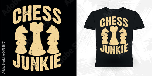 Funny Chess Player Retro Vintage Chess Board T-shirt Design