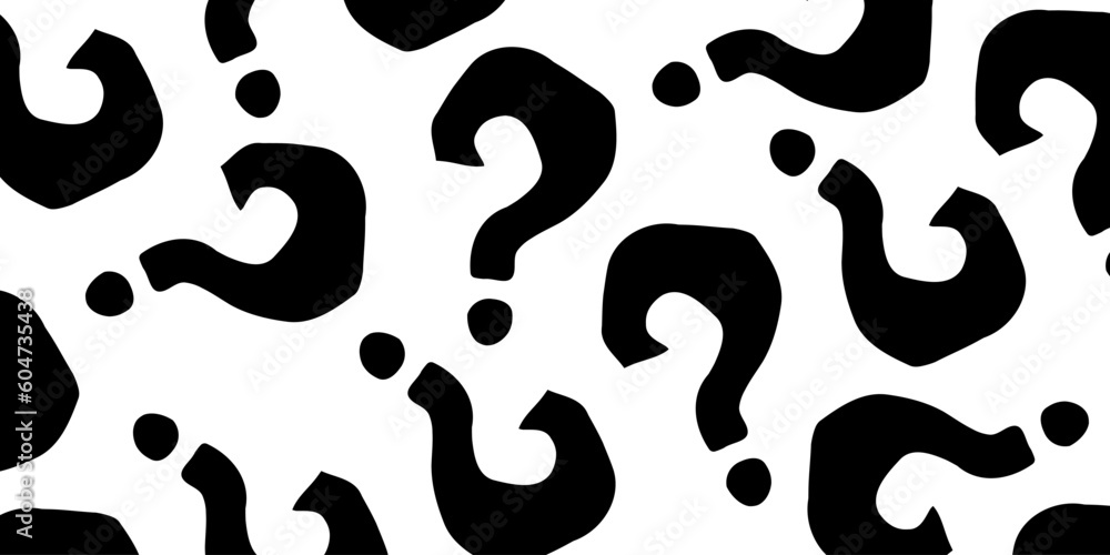 Black question marks on white background. Question mark pattern abstract vector background.