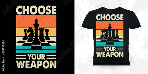 Funny Chess Player Retro Vintage Chess Board T-shirt Design