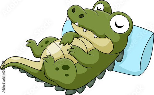 Cute baby crocodile cartoon sleeping