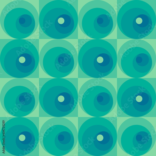 Zielone tło z geometrycznym powtarzającym się wzorem. Elipsy tworzące abstrakcyjny wzór. Ilustracja wektorowa.