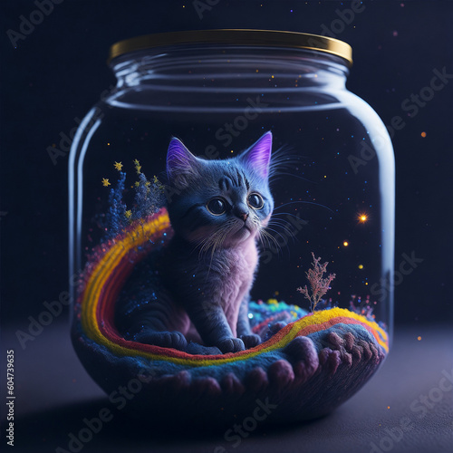 cat in a glass jar cat in the boxGenerative AI 4k photo