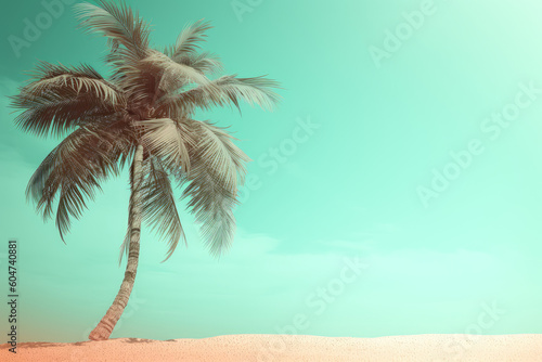 Palm leaves on a transparent background with an empty space for text. tropical background in soft tones. the concept of travel. generative ai