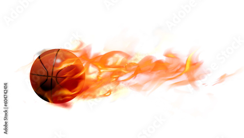 Obraz na plátně basketball on fire, basketball with a trail of fire, fireball