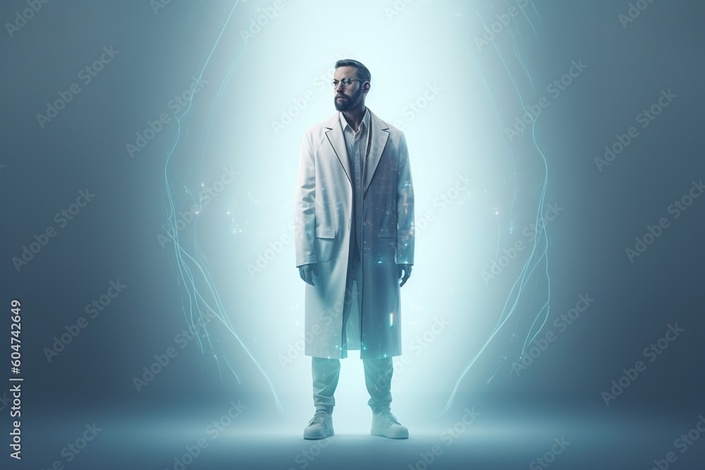 Obraz premium Medicine of the future. Healthcare technology and the networking concept. DNA. Digital health and networking on the hologram. Futuristic physician. Engineering and Medtech. Generative AI