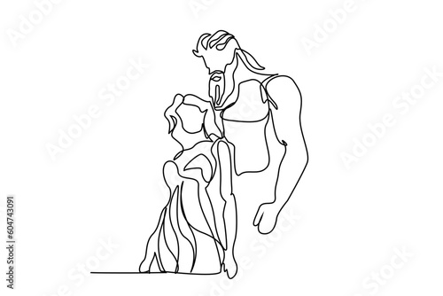 ancient historical mythology gods couple in love line art