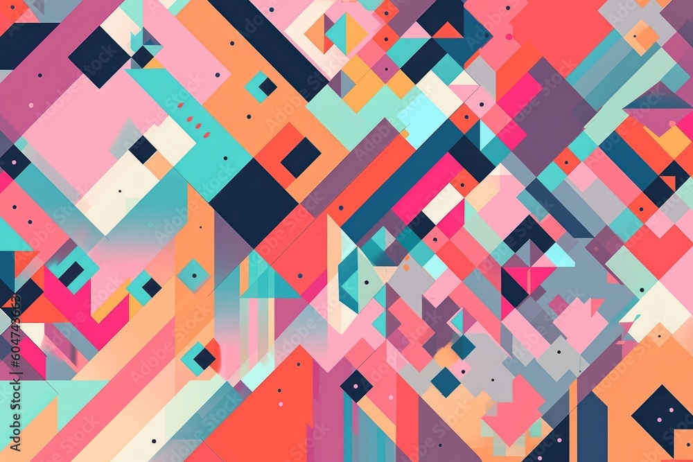 Colorful flat geometric abstract background, Generative AI Colorful flat geometric abstract background, Generative AI