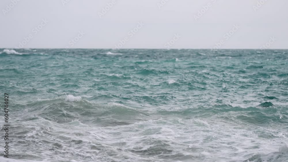 Slow motion restless mediterranean sea background shot