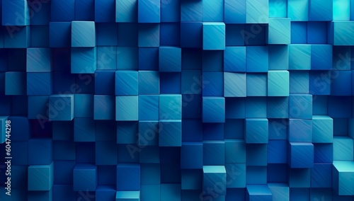 cube blue background - Generative AI art