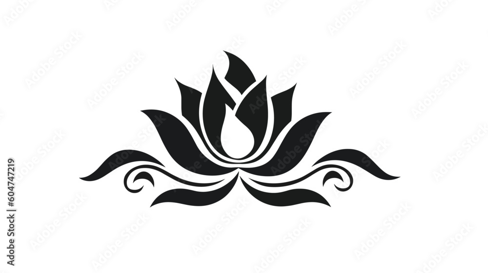 Fototapeta premium vector lotus silhouette. Vector black lotus icons set on white background. Lotus plant. Lotus flower