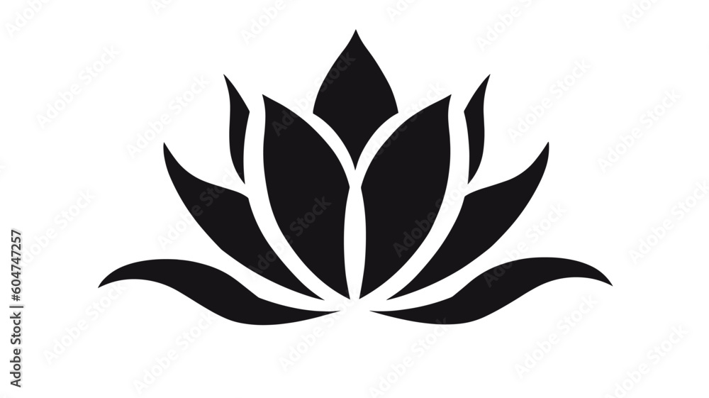 vector lotus silhouette. Vector black lotus icons set on white background. Lotus plant. Lotus flower