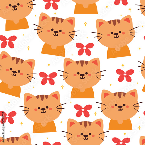 Wallpaper Mural seamless pattern cartoon cat. cute animal wallpaper for textile, gift wrap paper Torontodigital.ca