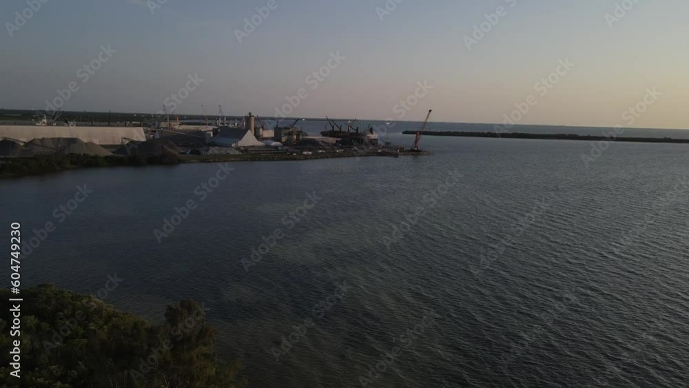 Port of Manatee near sundown. Large growing port in the Tampa Bay, Florida area Port of Manatee near sundown. Large growing port in the Tampa Bay, Florida area