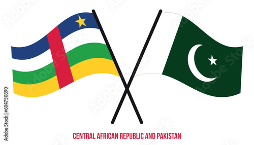 Central African Republic and Pakistan Flags Crossed And Waving Flat Style. Official Proportion.