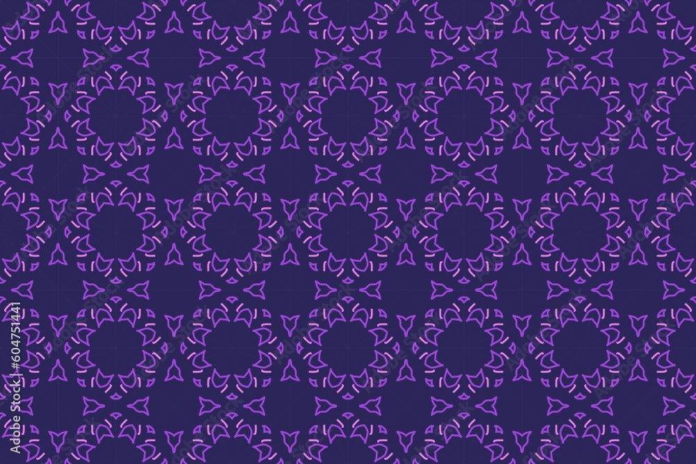 Pattern of flower and geomteric shape with purple color 