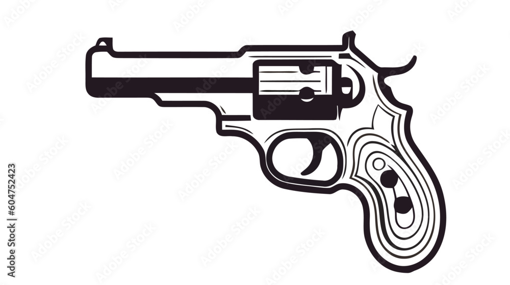 Gun revolver icon. Vintage pistol silhouette. Western handgun. Vector illustration