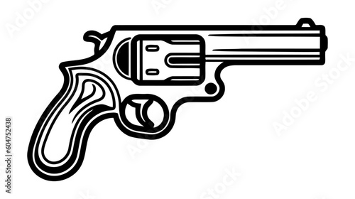 Gun revolver icon. Vintage pistol silhouette. Western handgun. Vector illustration