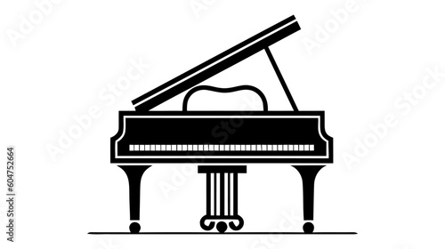 Piano vector icon  logo. Black piano isolated on white background