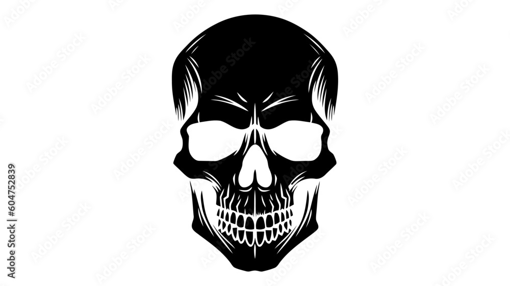 Fototapeta premium Skull and bones mortal symbol vector illustration isolated on white background