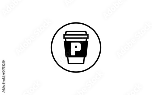 P cafe letter logo template