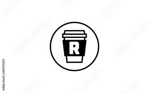 R cafe letter logo template