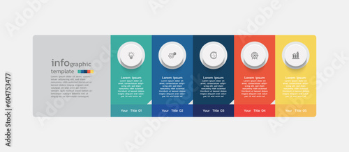 Presentation business infographic template design with 5 steps