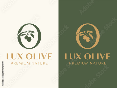 Fototapeta Letter O olive branch logo design badge
