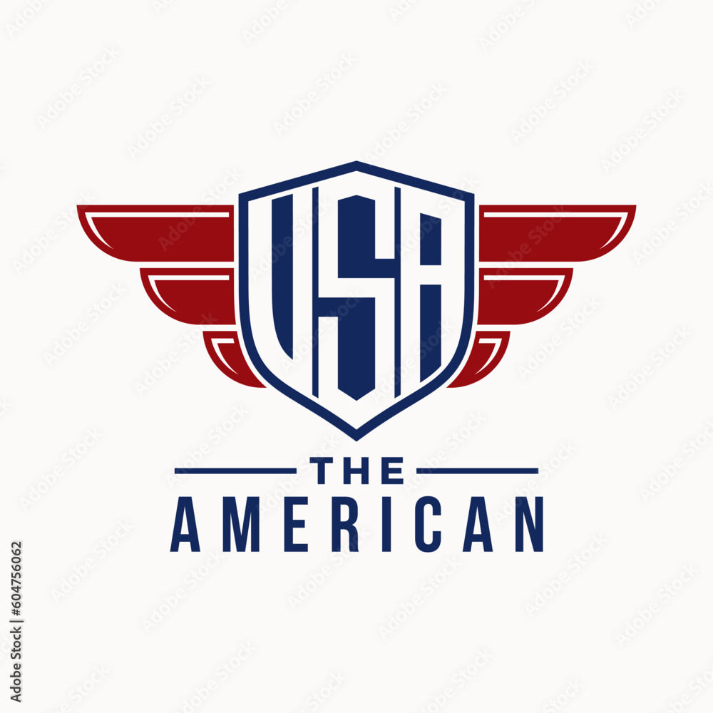 Fototapeta premium American label sign illustration. USA patriotic symbol vector template.