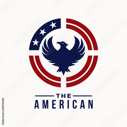 American label sign illustration. USA patriotic symbol vector template.
