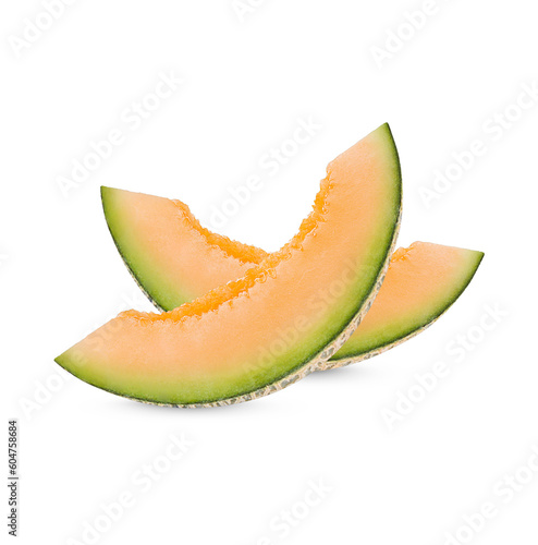 Cantaloupe sliced isolated on transparent background (.PNG)