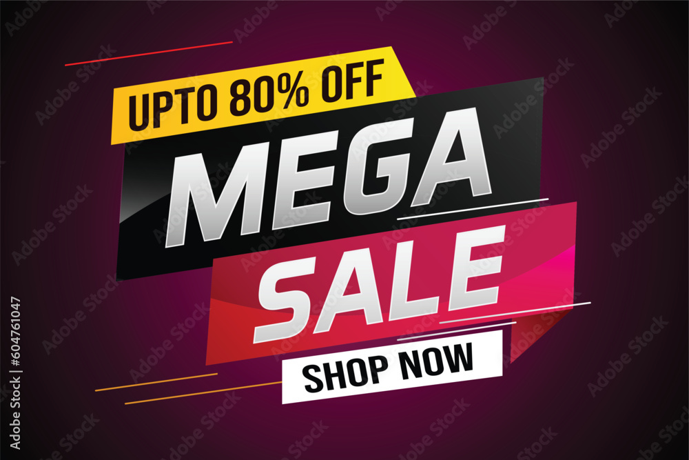 mega sale word concept vector illustration with lines and 3d style, landing page, template, ui, web, mobile app, poster, banner, flyer, background, gift card, coupon, label, wallpaper	