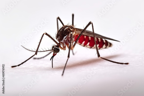Mosquito Sucking Blood On Transparent Background. Generative Ai