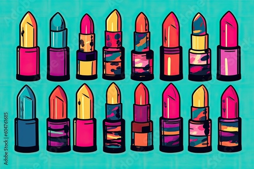 vibrant collection of lipsticks on a striking blue backdrop Generative AI