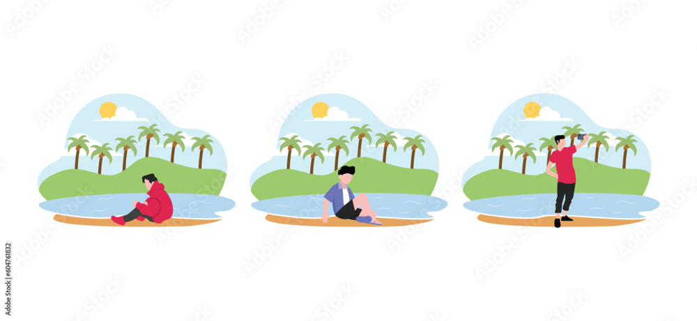 Flat Bundle Weekend Activity Design Illustration Flat Bundle Weekend Activity Design Illustration