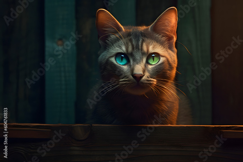 cat hold a camera,  closeup portrait and focus on eyes, Generative AI