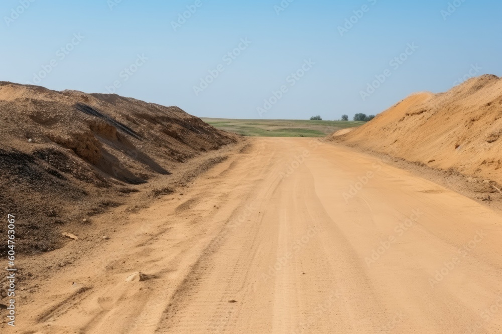 dirt road stretching through a vast desert landscape Generative AI