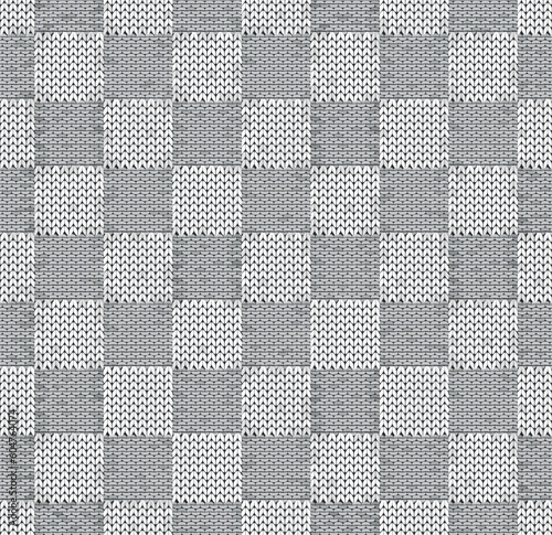 White knit texture of squares seamless pattern. Vector illustration.