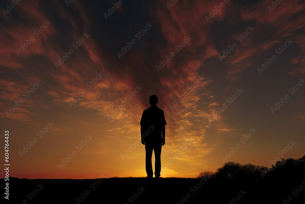 silhouette of a man standing alone