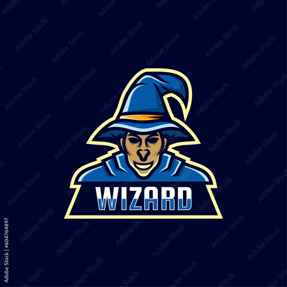 Vector Logo Illustration Wizard E-Sports and Sports Style.
