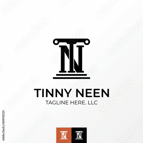Logo design graphic concept creative abstract premium free vector stock letter NT or TN serif font pillar and stairs. Related to initial monogram law