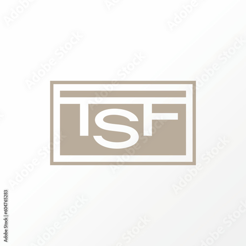 Logo design graphic concept creative abstract premium free vector stock letter TSF sans serif font on rectangle space block. Related initial monogram