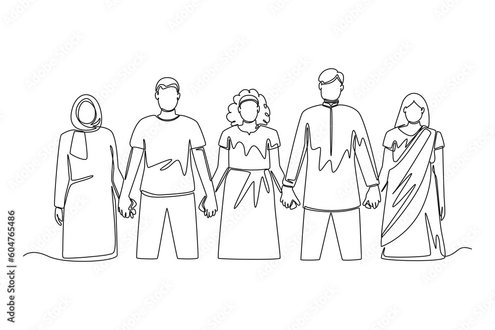 Single one line drawing world population day concept. Continuous line draw design graphic vector illustration. Single one line drawing world population day concept. Continuous line draw design graphic vector illustration.