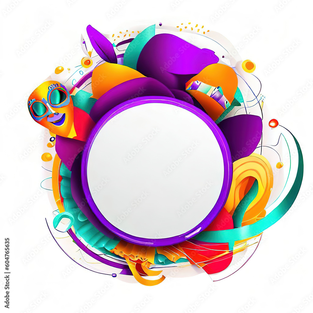 Abstract design of frame with Mardi Gras and Carnival with Generative AI. Abstract design of frame with Mardi Gras and Carnival with Generative AI.