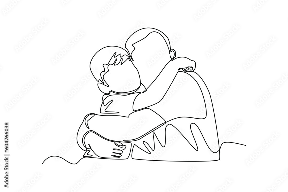 Continuous one line drawing grandparent with children and grandchildren. Grandparents day concept. Single line draw design vector graphic illustration. Continuous one line drawing grandparent with children and grandchildren. Grandparents day concept. Single line draw design vector graphic illustration.