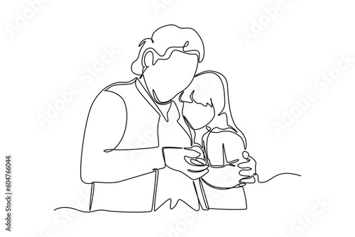 Continuous one line drawing grandparent with children and grandchildren. Grandparents day concept. Single line draw design vector graphic illustration.