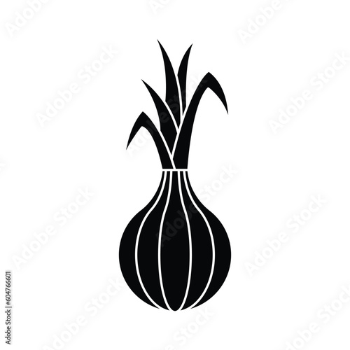 Growing onion leaves icon design. Onion stem root icon. isolated on white background. vector illustration