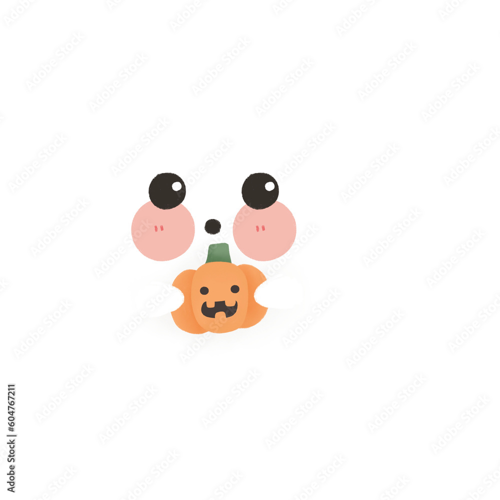 Halloween cute ghost in transparent background 
