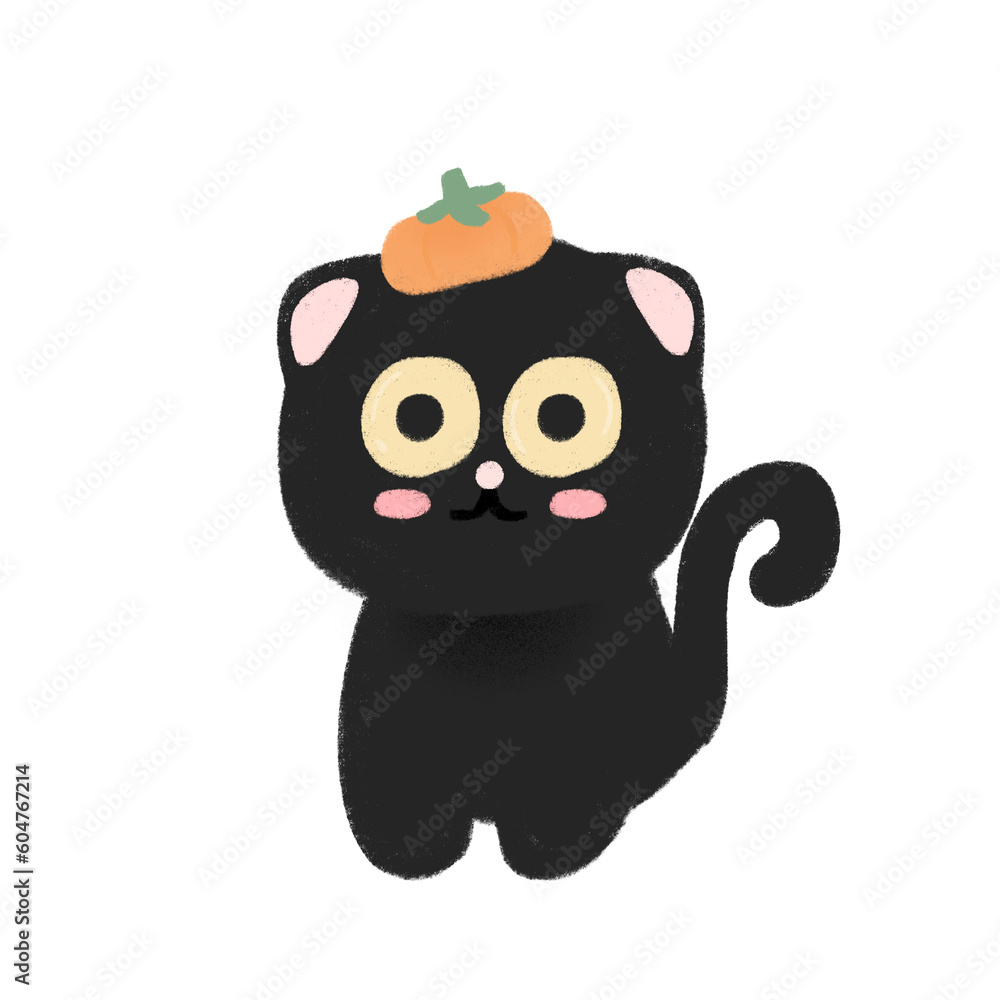 Fototapeta premium black cat in Halloween festival on transparent background