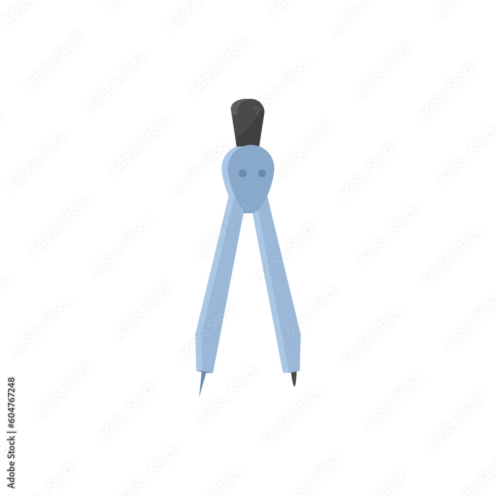 Compass or divider tool, flat vector illustration isolated on white background. Compass or divider tool, flat vector illustration isolated on white background.